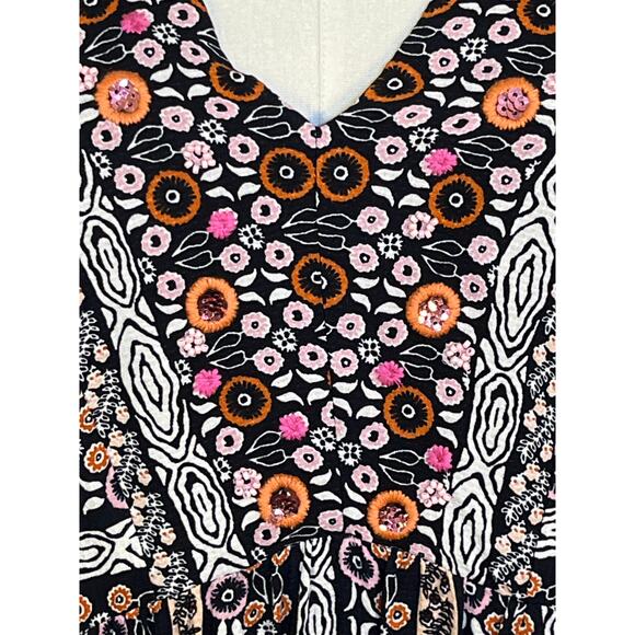 Maeve Anthropologie Naomi Embroidered Boho Tunic Dress Blue Motif Small NWT - Picture 5 of 12